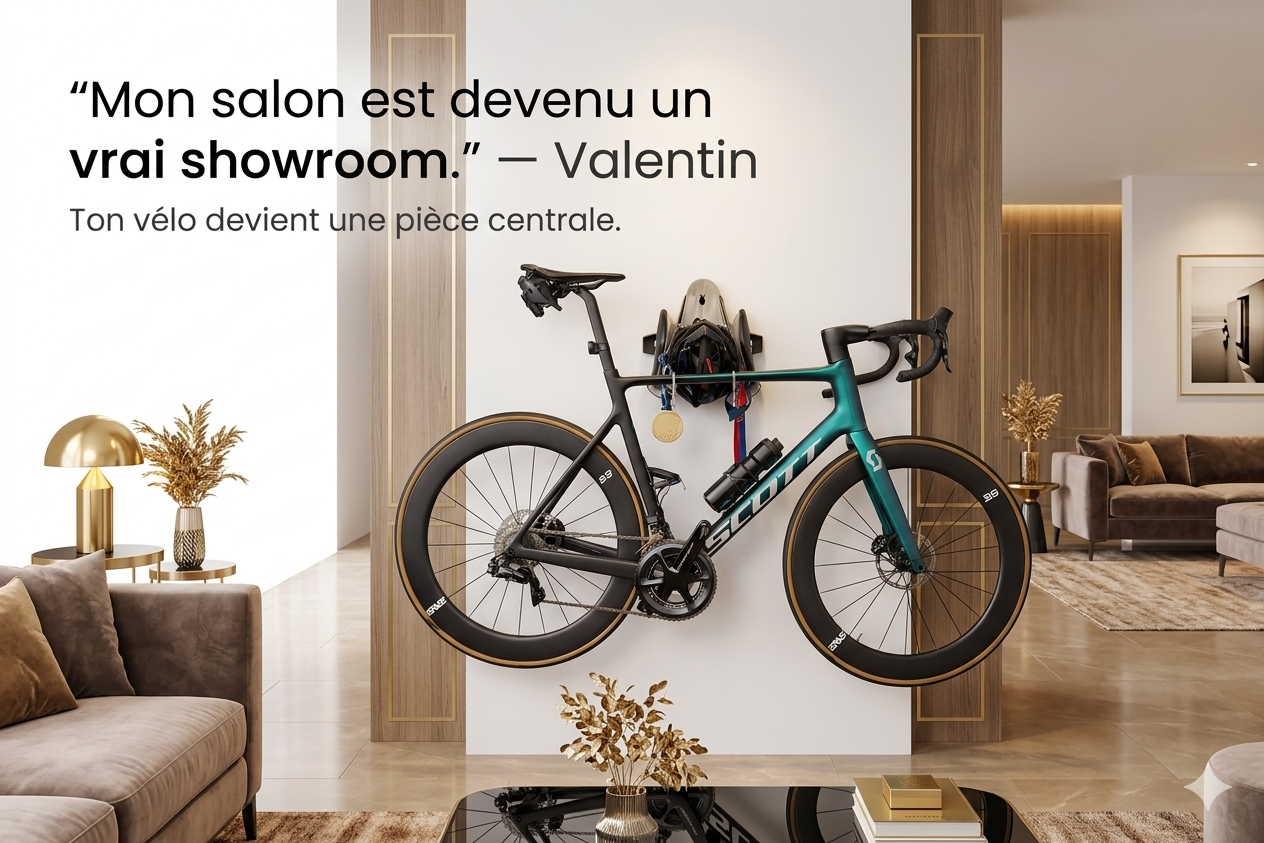 Le premier support qui organise tout votre équipement cycliste. David & Clément