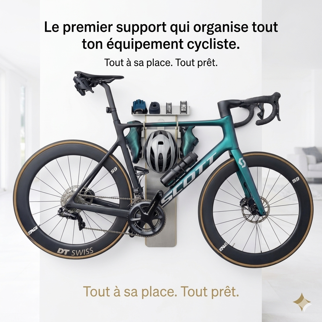 Le premier support qui organise tout votre équipement cycliste. David & Clément